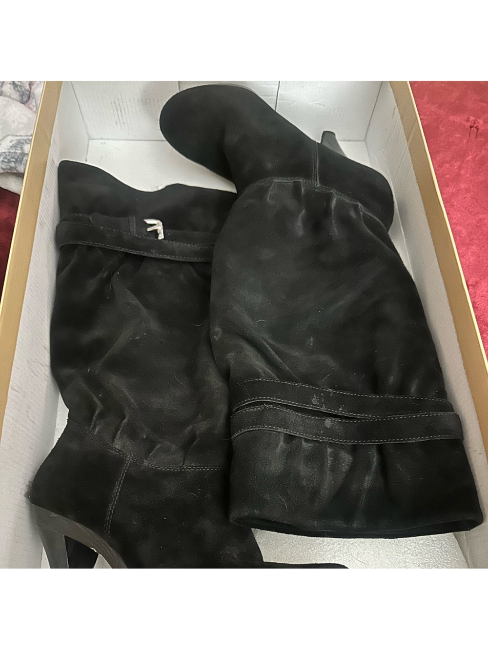 🖤 Michael Kors Black Suede Kincade Slouchy Heeled Boots 🖤